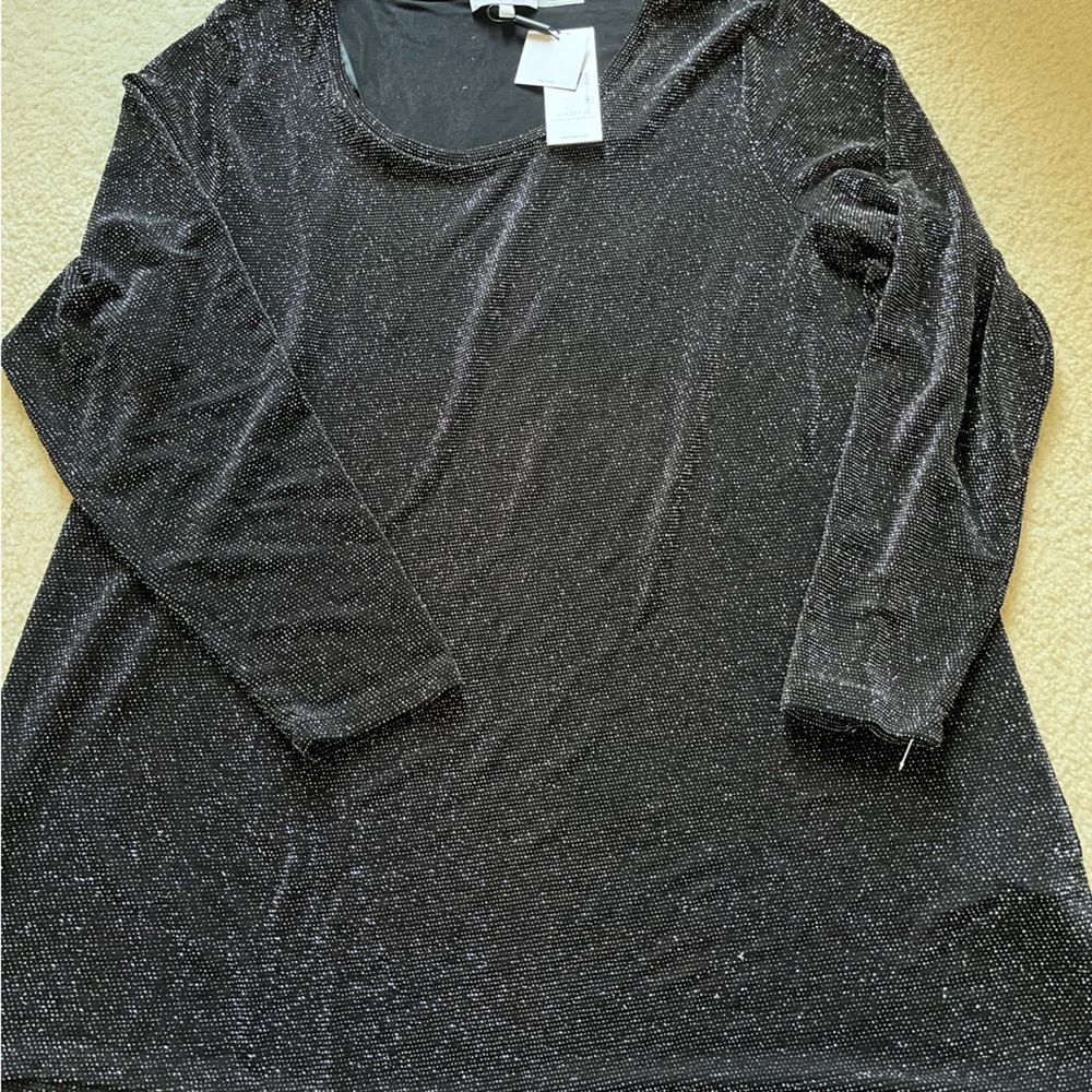 Calvin Klein Black Glitter Crewneck Top